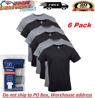 George Men'S Assorted Crew T-Shirts, 6-Pack (3 blacks - 3 greys)