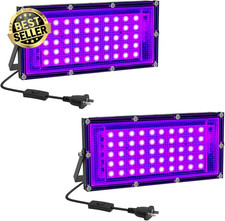 50W LED Black Light 2 Pack, Ultra Bright Blacklight Flood Light for Glow Party, 