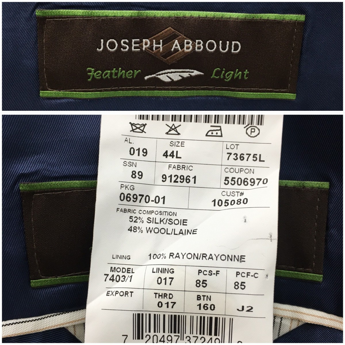 JOSEPH ABBOUD Mens Wool Silk Blazer Sport Coat Casual Jacket 44L