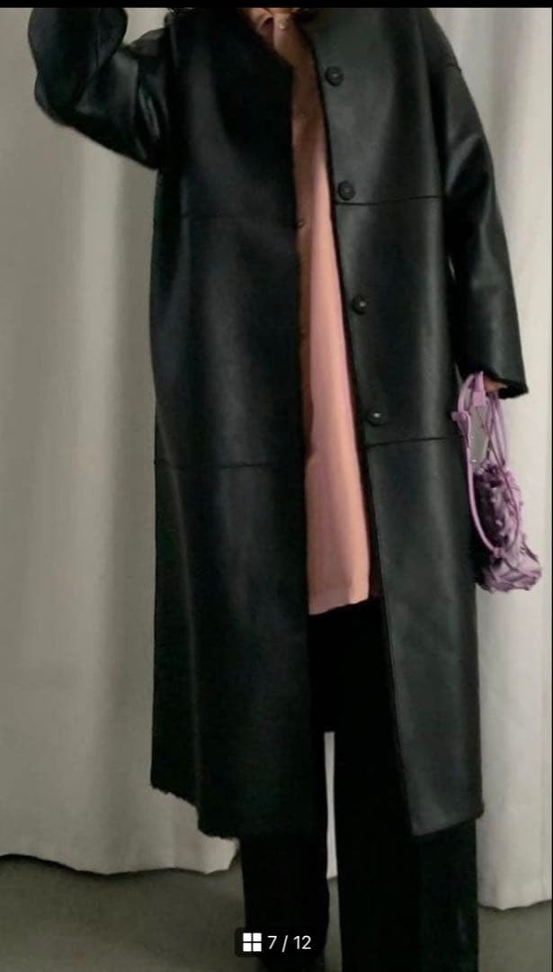 New and unused AMERI leather shearling boa coat l… - image 8