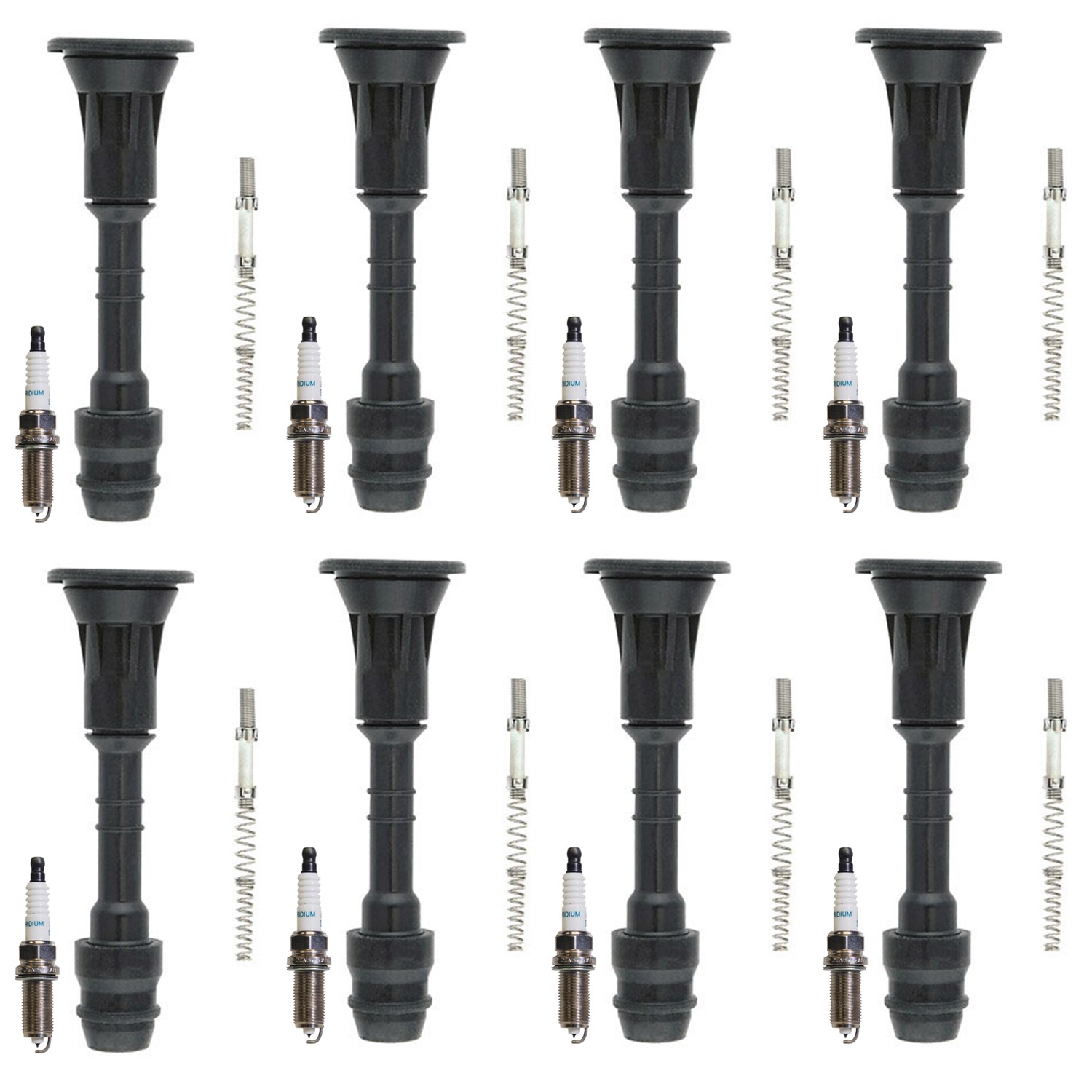 Denso 8 Iridium Long-Life Spark Plugs 8 Coil Boots Kit for Infiniti QX56 2005 V8