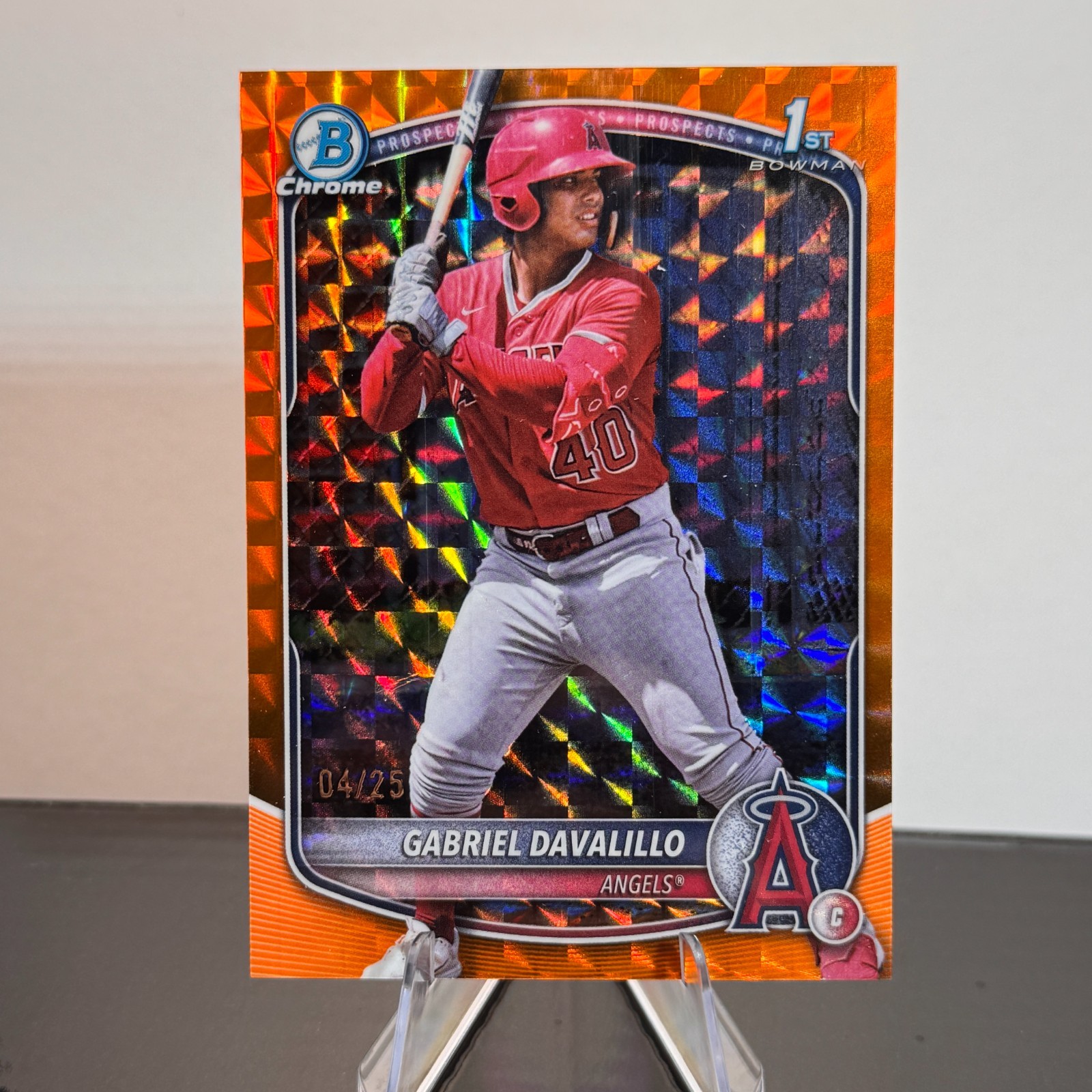 2025 Bowman Chrome GABRIEL DAVALILLO 1st Bowman Orange Geometric 4/25 Angels RC