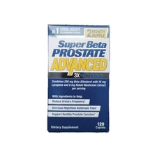 Super Beta Prostate Advanced Male Supplement with Beta-Sitosterol, 120 Caplets