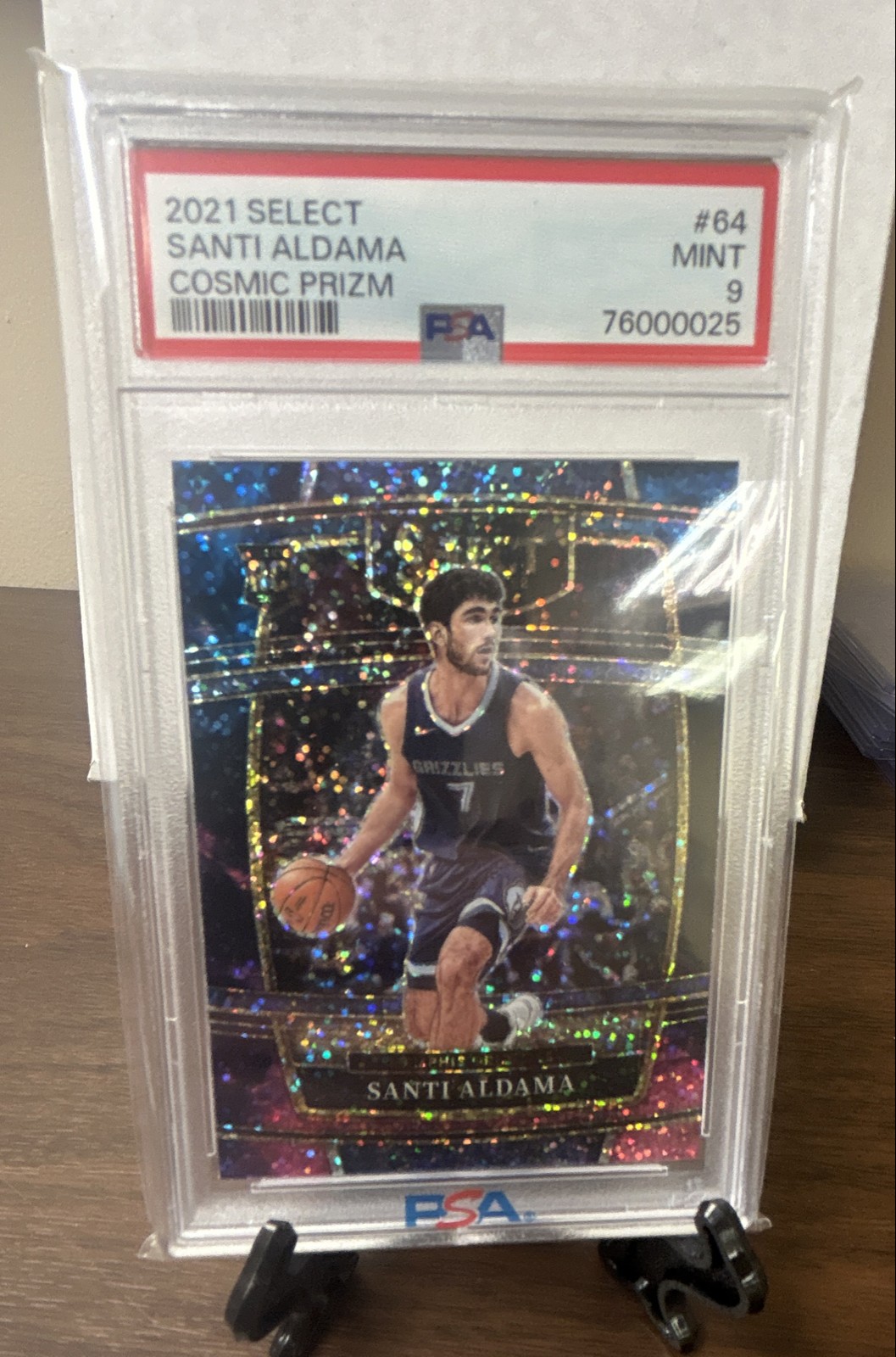 2021-22 Panini Select - Concourse Santi Aldama #64 Cosmic Prizm (RC) PSA 9 Grizz