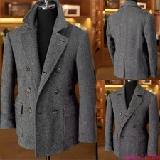 Men's Formal Jacket Wool Blend Casual Autumn Winter Suit Coat