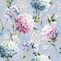 20 Servietten Horana Blue Blumenvielfalt Hortensie Strauch Garten Blau 33X33Cm