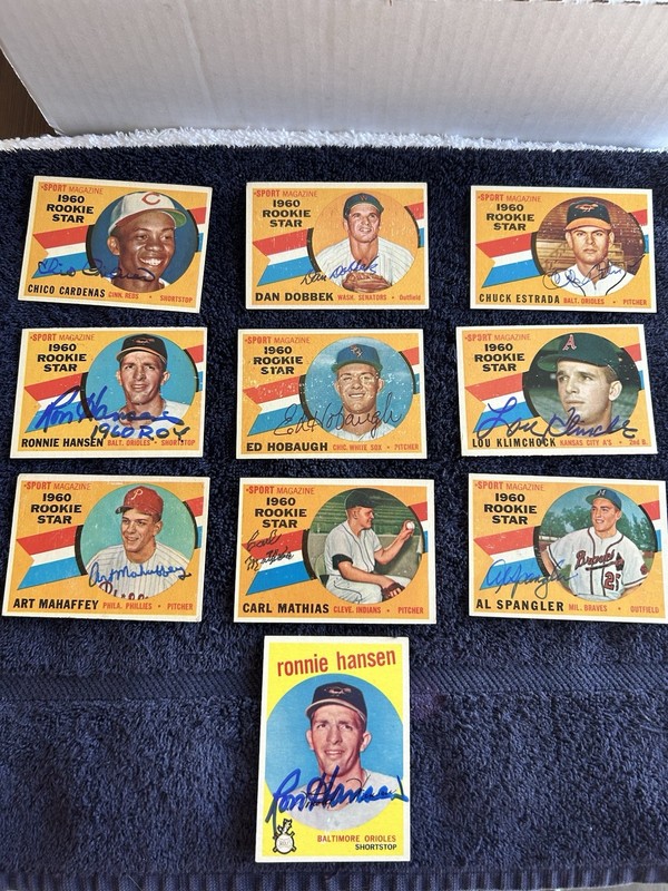 10 Card Lot - 9 Topps 1960 Sport Magazine Rookie Star Cards Signed Plus 1 1959