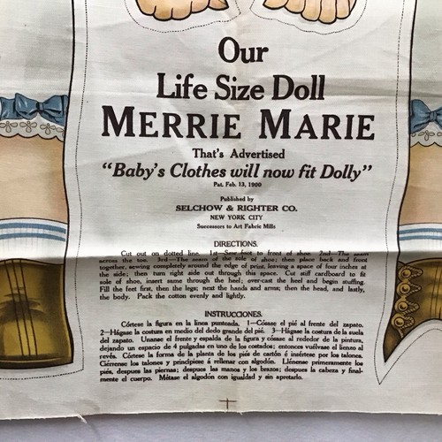 Antique Life-Size Doll Pattern Merrie Marie Pat. 1900 - Picture 2 of 9
