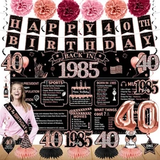 40th Birthday Decorations for Women, 21pcs Back in 1985 Banner Party Supplies...