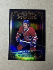 2022-23 Upper Deck Stature Hockey Arber Xhekaj Black Rookie Card #187 #’d /15