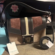 Borsa a mano a tracolla Vittoria Napoli Toscano in pelle scamosciata e pelle italiana nuova con etichetta