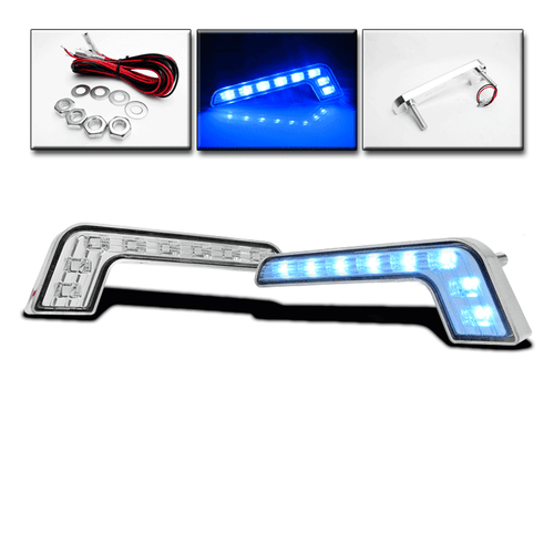 UNIVERSAL MERCEDES L-STYLE 8 LED BLUE DRL DAYTIME RUNNING BUMPER FOG LIGHTS MINI - Bild 1 von 2