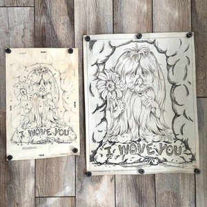 Vintage Picture to Paint #4114 Hairy Creature I Wove You For Artex & Tri Chem