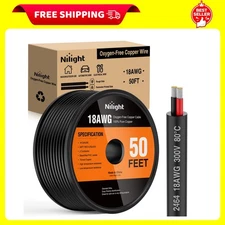 18AWG 50FT Automotive Electronic Wire Red Black Copper Cable PVC Sheath