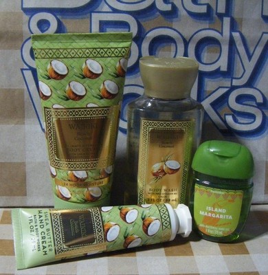 ~Sale~ BATH & BODY WORKS 4pc TRAVEL Set Waikiki Beach Coconut New (Z/34711)