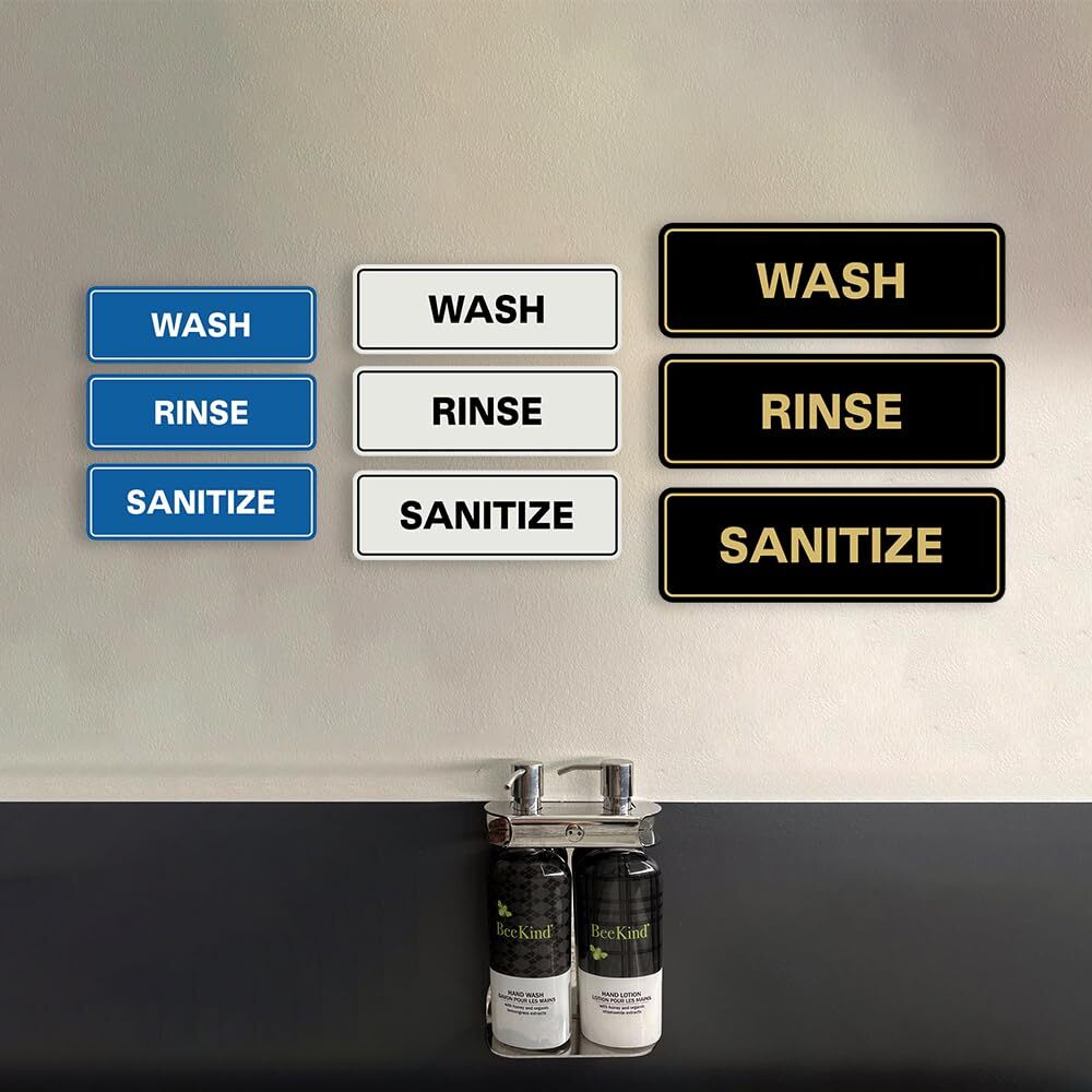 Standard WASH RINSE SANITIZE Sign Set of 3 Bay Sink Signs - Signs