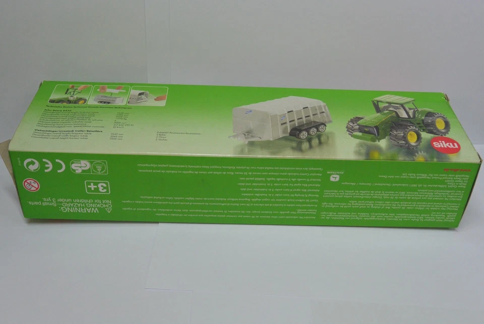 Siku 1:50 Farmer John Deere Tractor W/Livestock Trailer & Cows # 1956 - Image 4 of 4