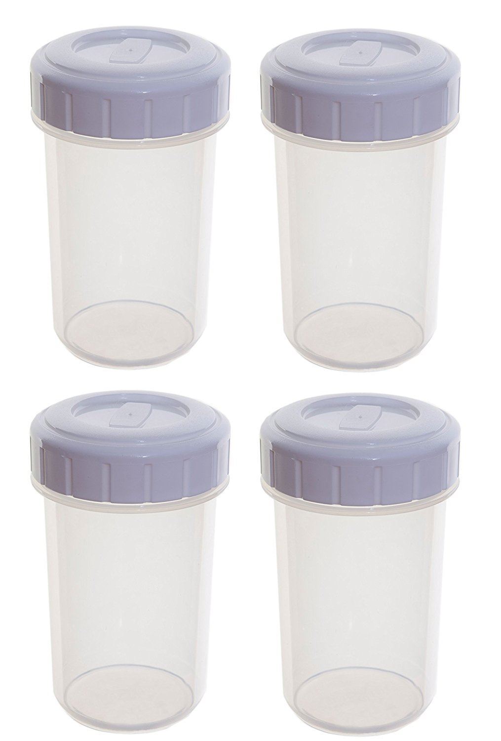 4x400ml Plastic Airtight Beaker With Screw Lid Food Storage Container Shaker