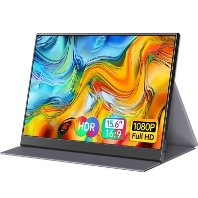 15.6 Inch 1080p Portable Monitor Ultra Slim HDMI USB Type C Eye Care Speakers