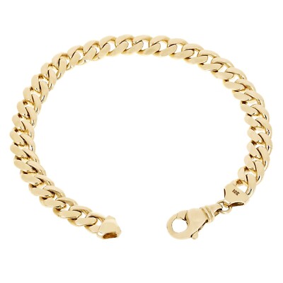 Men's 10k Yellow Gold Solid Miami Cuban Link Bracelet 8mm