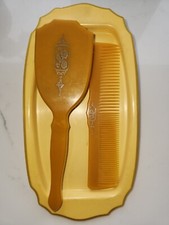 Vintage Celluloid Bakelite Ladies Art Deco Dresser Vanity 3 Piece Set