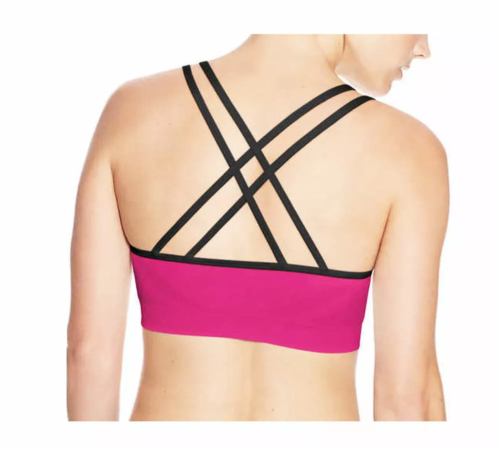 Champion Women's Seamless Criss Cross Bras 2 Pk Black & Pink New SMALL