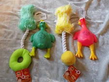 Plush Bone Shape Squeaker Rope Chicken Target Dog Toys Chew Exercise Puppy NEW!