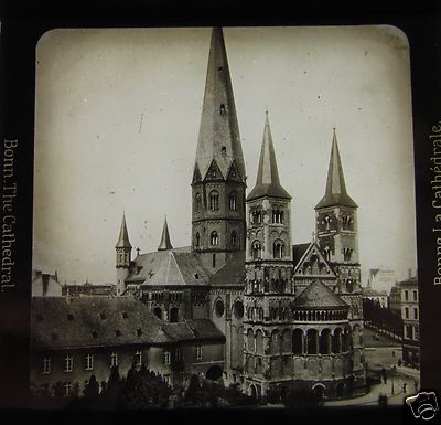Glas Zauber Laterne Dia BONN DOM UM 1910 DEUTSCHLAND RHEIN