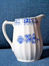 alt Milchkännchen Kronester 11cm Kanne Milch Dekor China Blau Art Déco Goldrand