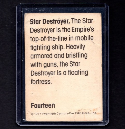 STAR DESTROYER 1977 Star Wars Topps Wonder Bread Movie Trading Card #14 PSA - Picture 2 of 2