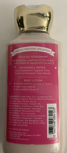 Bath & Body Works TWISTED PEPPERMINT BODY LOTION 24 Hr Moisturize Holiday 8 oz - Picture 3 of 4