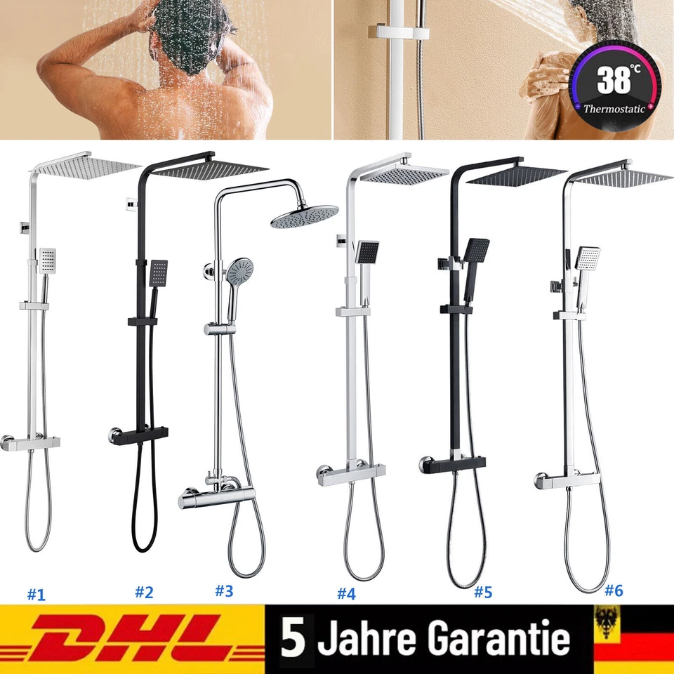 AURALUM MAX Duschsystem Duschset Regendusche Handbrause Thermostat Edelstahl Duscharmatur