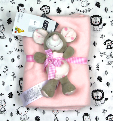 NEU Kik Ergee Kuscheldecke mit Stofftier MAUS rosa oder blau Plüschtier