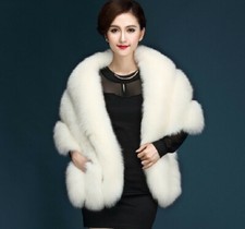 Faux Fell Poncho Schal Cape Kunstfell Weste Braut Hochzeit sofort li.  BC886