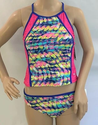 Speedo RHYTHMIC TIE DYE racerback tankini top & bikini bottom set, Big Girls 16 - Photo 1/2