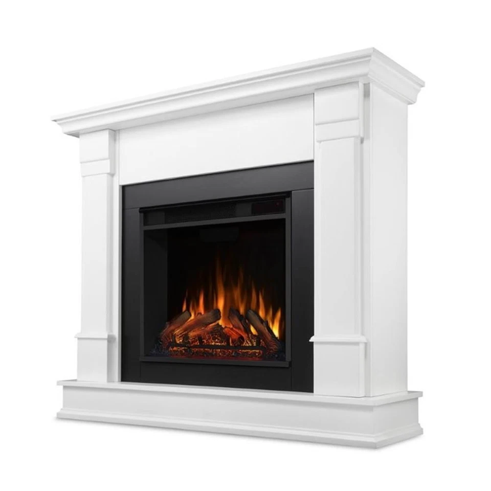 Chimenea eléctrica contemporánea de madera maciza Real Flame Silverton en blanco Foto 3 de 4