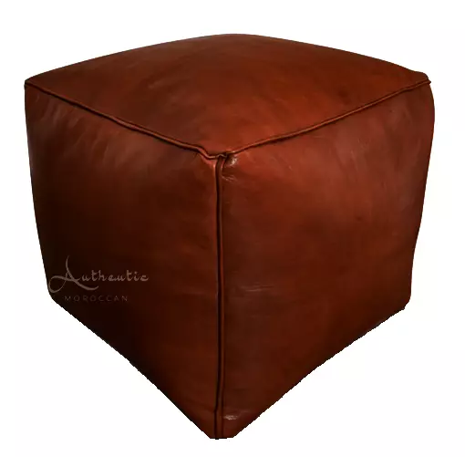 Brown 2024 leather pouffe