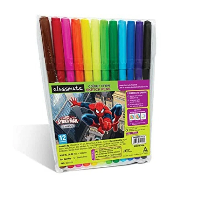 Classmate Watercolour Colour Sketch Pen 12 Shades For Artist Multicolor