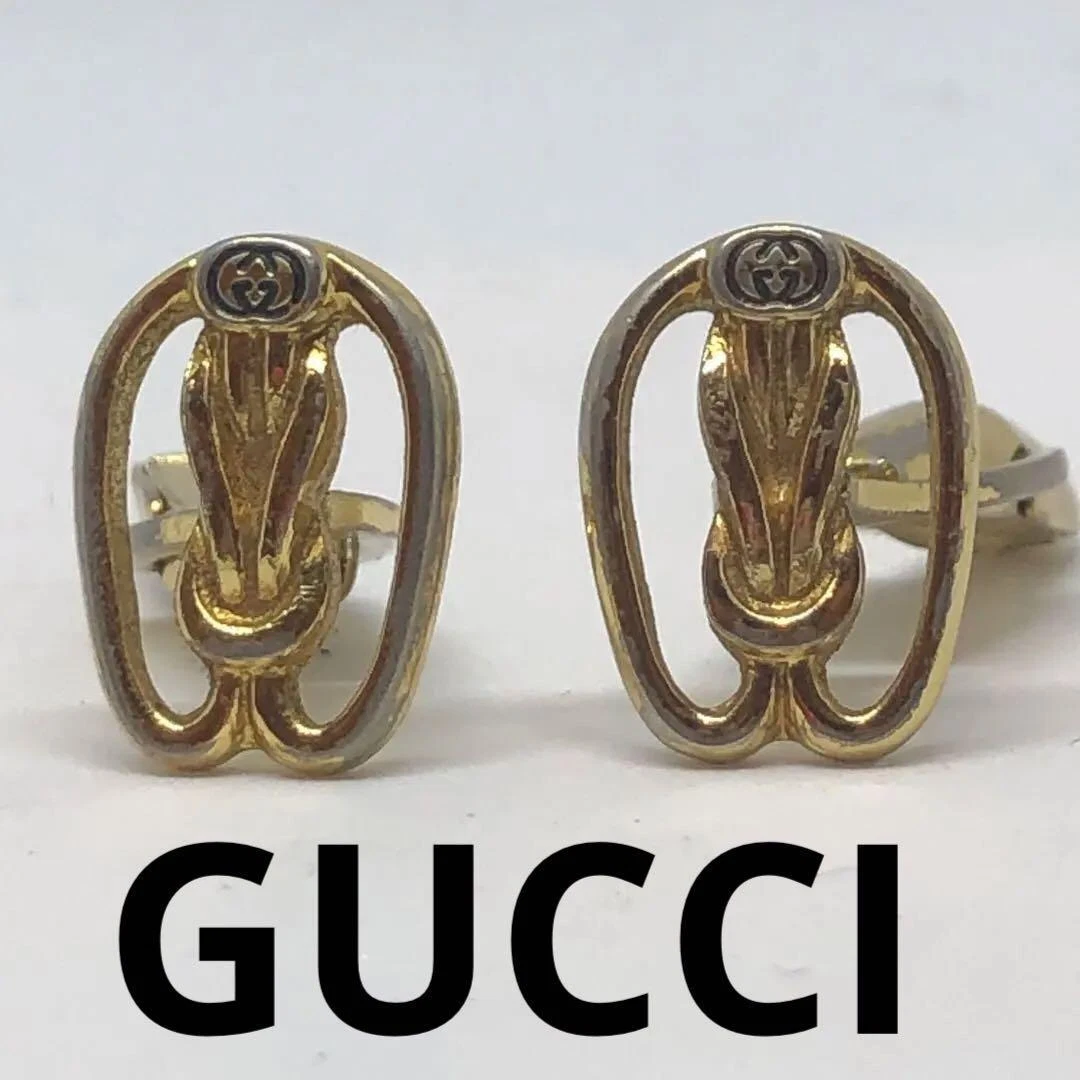 Boutons de manchette GUCCI logo GG doré quincaillerie costume homme accessoires U1923