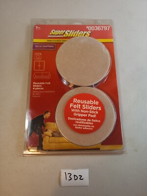 5  Super Sliders Pack of 4 Slide Furniture on Hardwood Floors New Sealed Waxman
