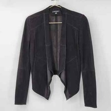 Lamarque Waterfall Suede Leather Jacket Black Size 2