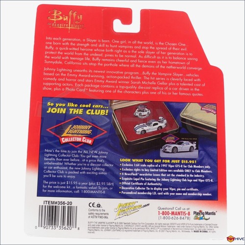 Buffy the Vampire Slayer Johnny Lightning Xander's blue Chevy Giles grocer card - Picture 2 of 2