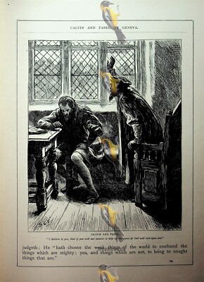Calvin & Farel, Genf, Schweiz, Buchillustration (Druck), um 1890