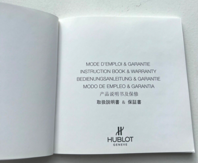 Law Ure Hublot HUBLOT COMBINED INSTRUCTION WARRANTY BOOKLET GI69 UK