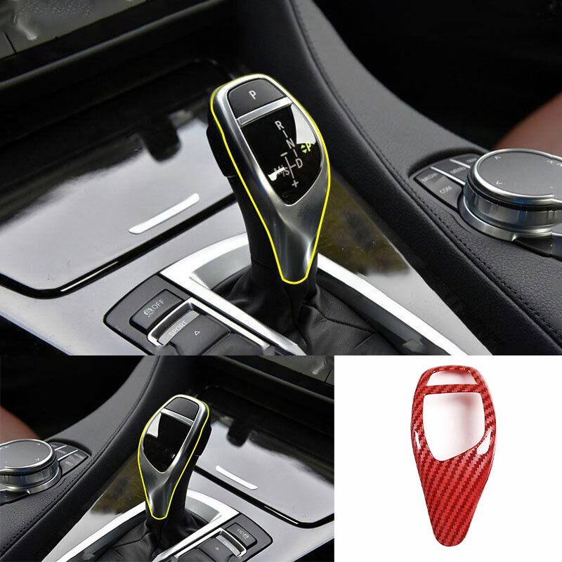Gear Shift Knob Trim Red Carbon Fiber Car Central Console For BMW 3 4 Series GT