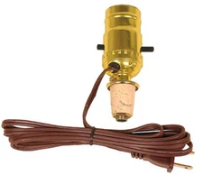 Wine Bottle Lamp Making Kit is Pre-Wired, DIY, Brown Color Lamp Cord/Gold Socket