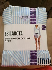 BB Dakota Women's 2-Piece Satin Button-Down Long Sleeve Top  Short PJ NEW, XXL