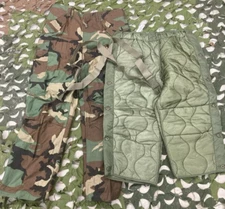 M65 Woodland Cold Weather Field Pants w Liner and Suspenders NOS USGI Med Reg