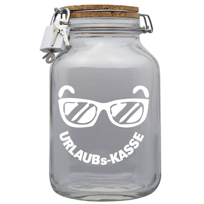 Spardose Geld Geschenk Ideen Urlaubs Kasse Transparent Größe XXL 3 Liter