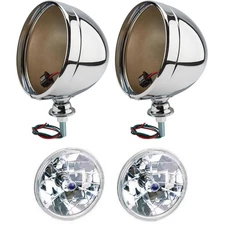 Speedway 7 Inch Tri-Bar 12 Volt Halogen Headlights, Chrome